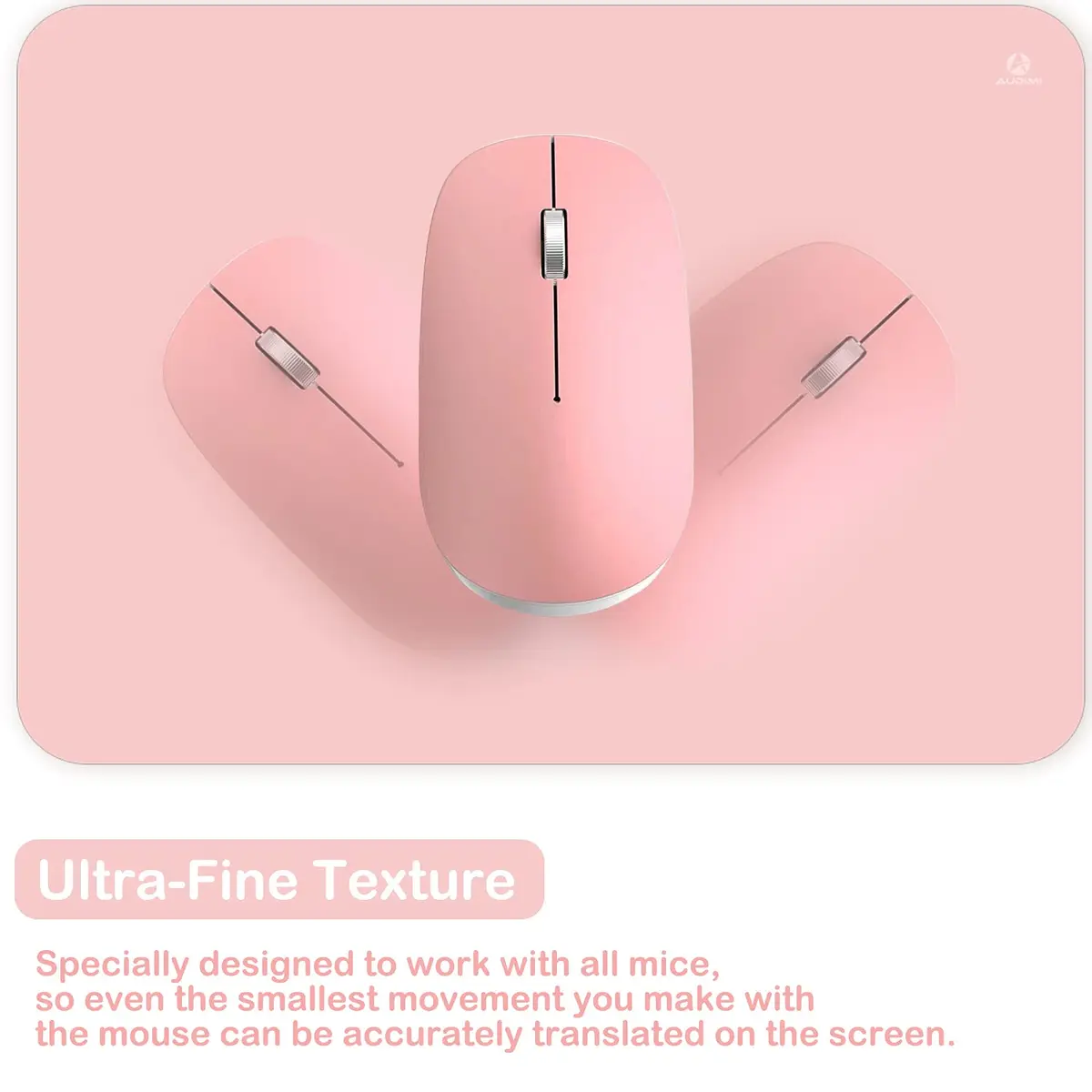 Audimi Small Mouse Pad 6 x 8 Inch Pink | Smooth Glide & Non-Slip Base - view 6