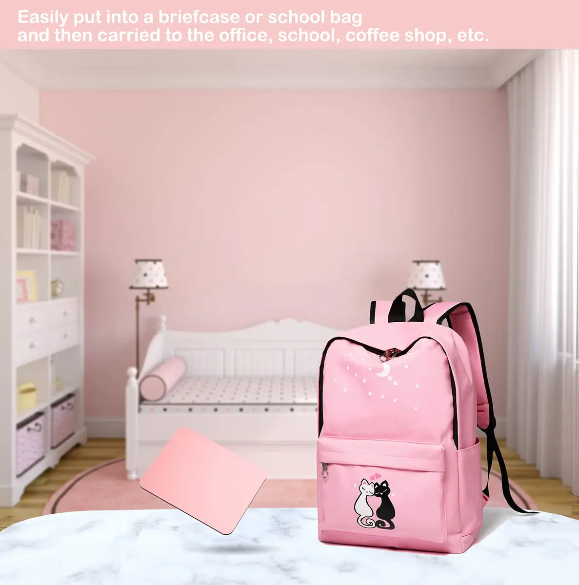 Audimi Small Mouse Pad 6 x 8 Inch Pink | Smooth Glide & Non-Slip Base - view 4