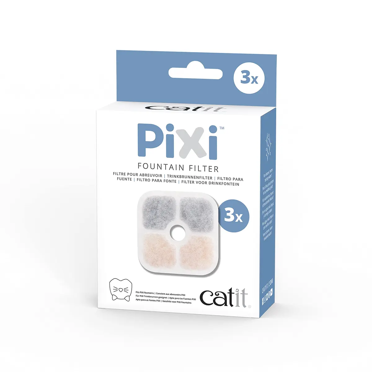Catit PIXI Cat Drinking Fountain Original Filter, 3-Pack, White | Certified Replacement Filter for Cleaner Water - main product image
