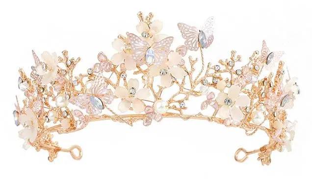 Kisshine Bridal Flower Crowns and Tiaras | Vintage Gold Pearl Tiara for Women & Girls - main product image