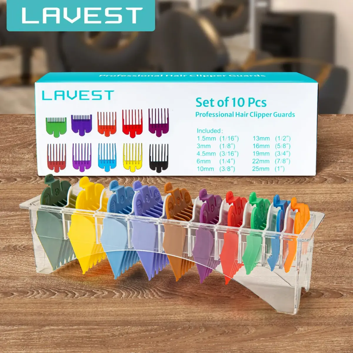 LAVEST Color-Coded Clipper Guards Set with Holder, 10Pcs (1/16"-1") | Fits Most Wahl Clippers - view 8