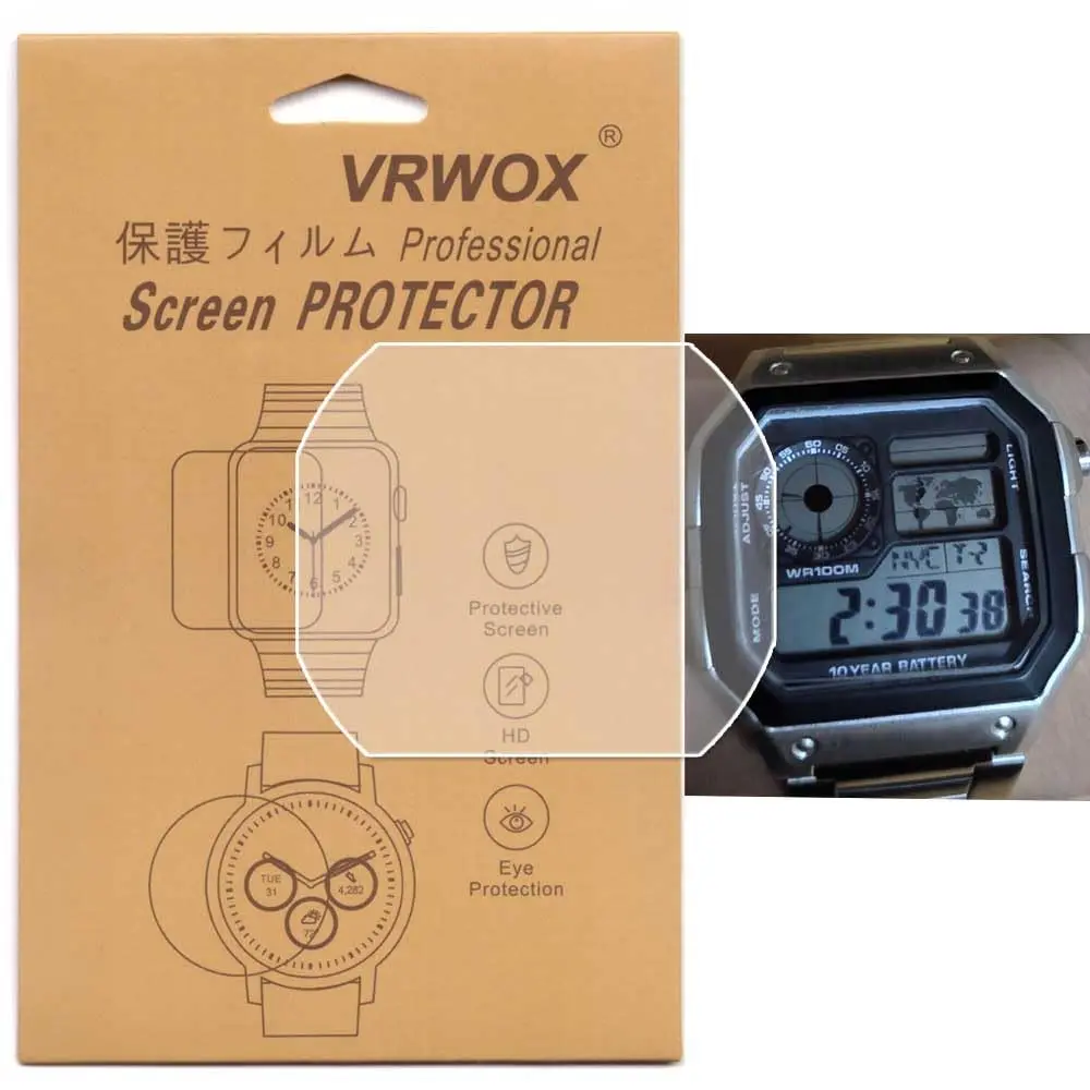 VRWOX 3-PCS TPU Screen Protector for AE-1200WH-1AVCF | HD Clear Anti-Scratch & Bubble-Free - main product image
