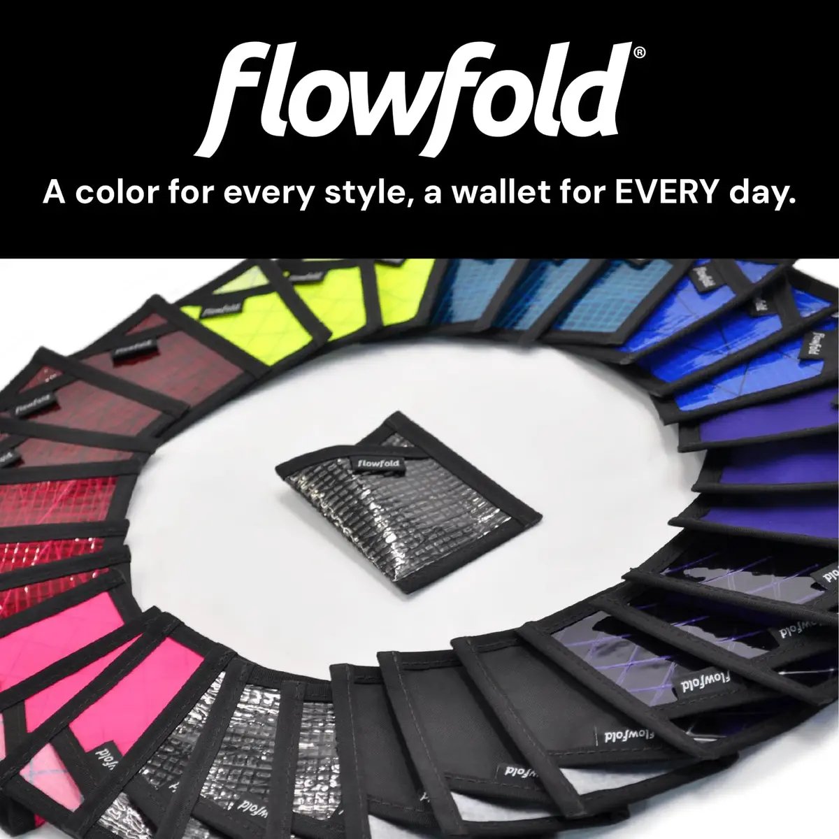 Flowfold Recycled Sailcloth Minimalist Card Holder Wallet | Slim & Durable, Made in USA, Holds 6-8 Cards, Blue Sailcloth - view 7