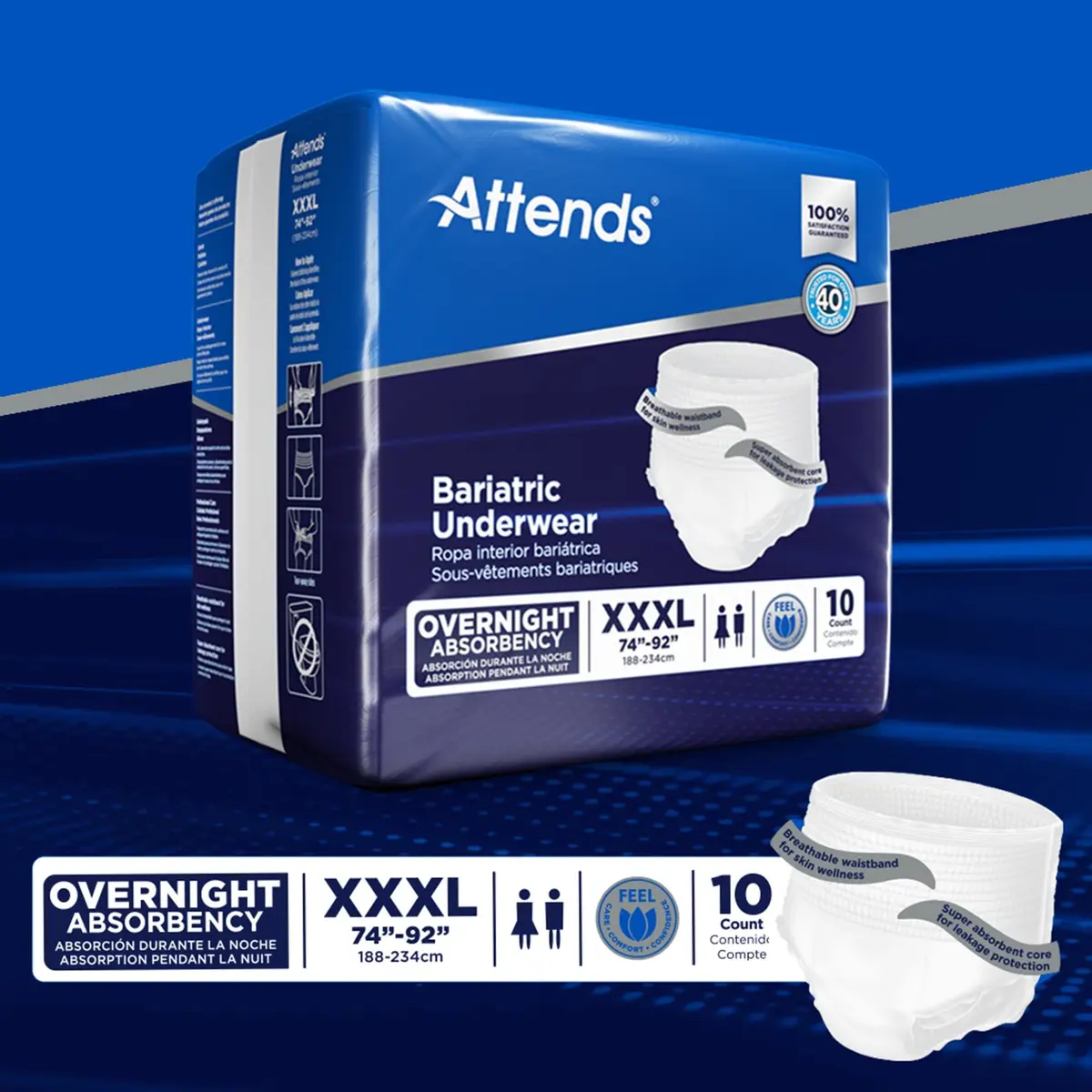 Attends Bariatric Adult Incontinence Underwear 3X-Large | Heavy Leak Protection for Obese Patients - view 6