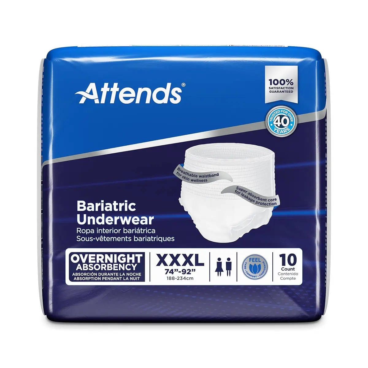 Attends Bariatric Adult Incontinence Underwear 3X-Large | Heavy Leak Protection for Obese Patients - view 2
