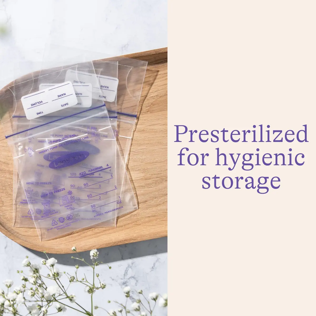 Lansinoh Breastmilk Storage Bags 4oz (120ml) | 50 Count, BPA/BPS Free, Double Zipper Seal - view 5