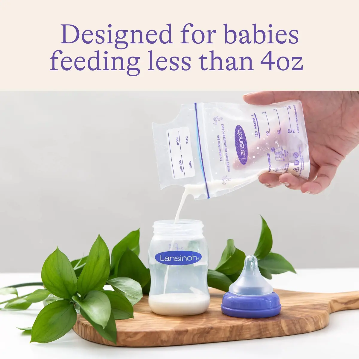 Lansinoh Breastmilk Storage Bags 4oz (120ml) | 50 Count, BPA/BPS Free, Double Zipper Seal - view 4