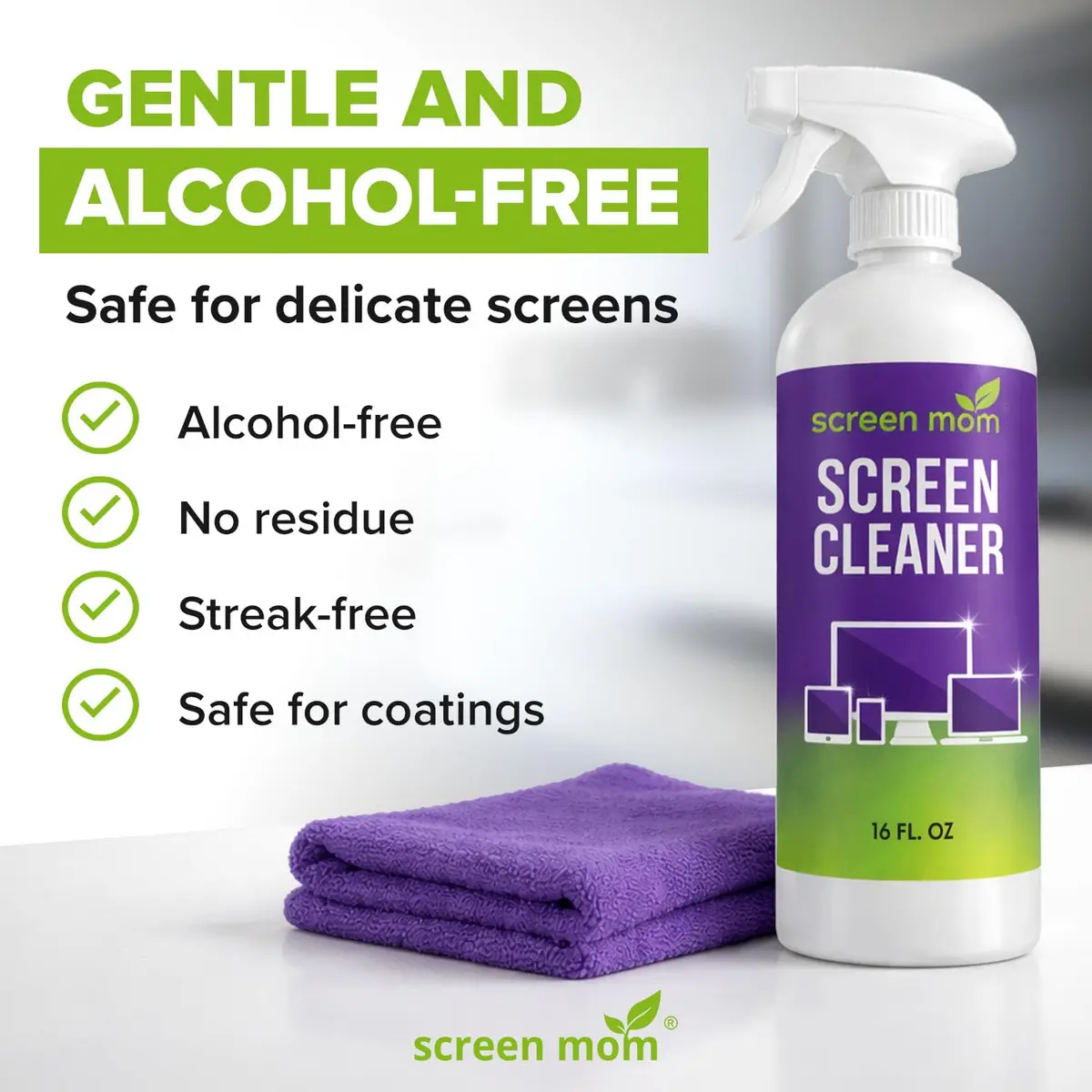 Screen Mom Screen Cleaner Spray 2 Pack-16oz for TV, Car, Laptop & Computer | Streak-Free, Alcohol-Free - view 4