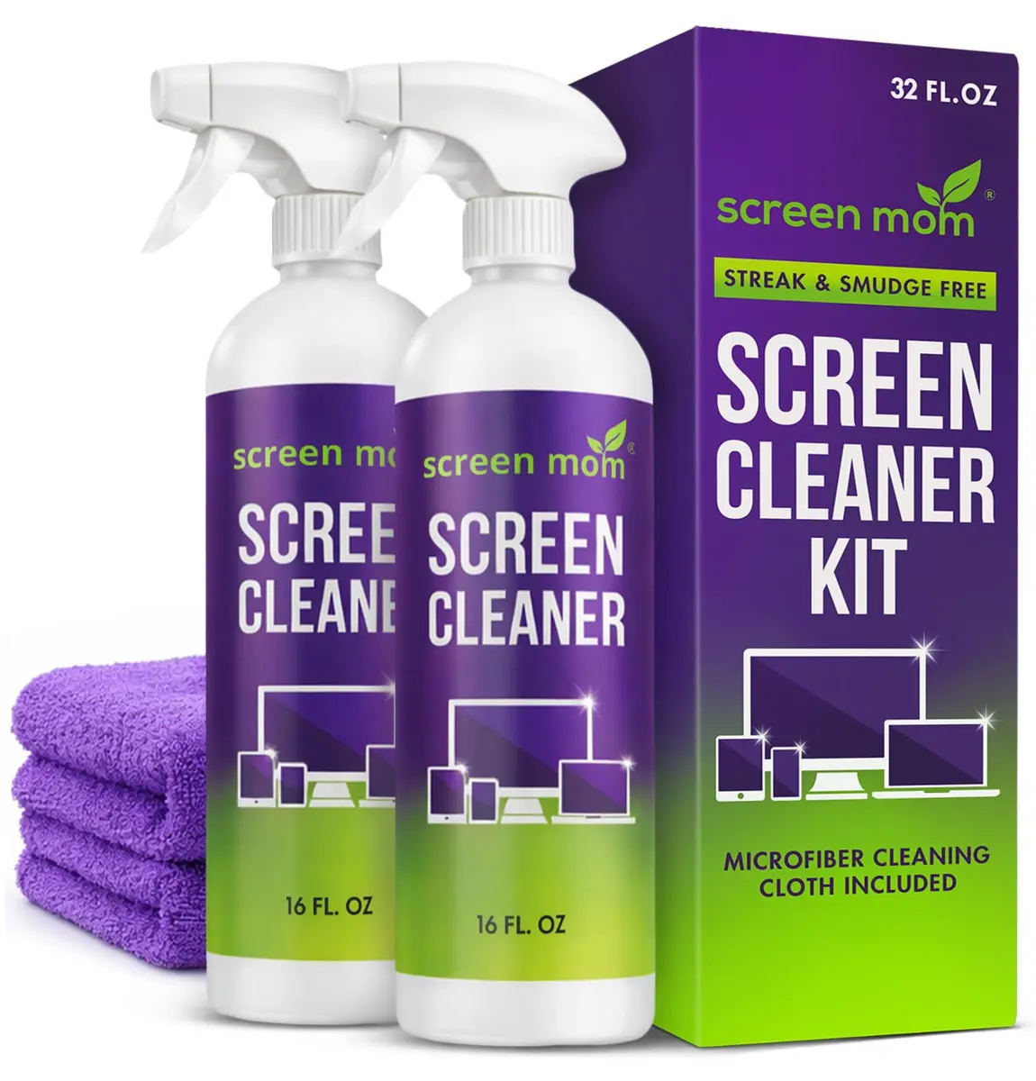Screen Mom Screen Cleaner Spray 2 Pack-16oz for TV, Car, Laptop & Computer | Streak-Free, Alcohol-Free - main product image