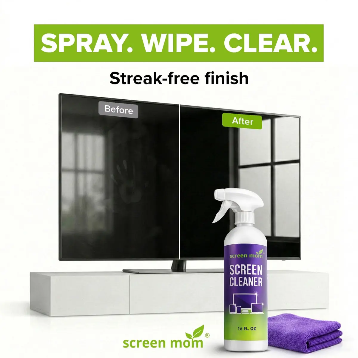 Screen Mom Screen Cleaner Spray 2 Pack-16oz for TV, Car, Laptop & Computer | Streak-Free, Alcohol-Free - view 3