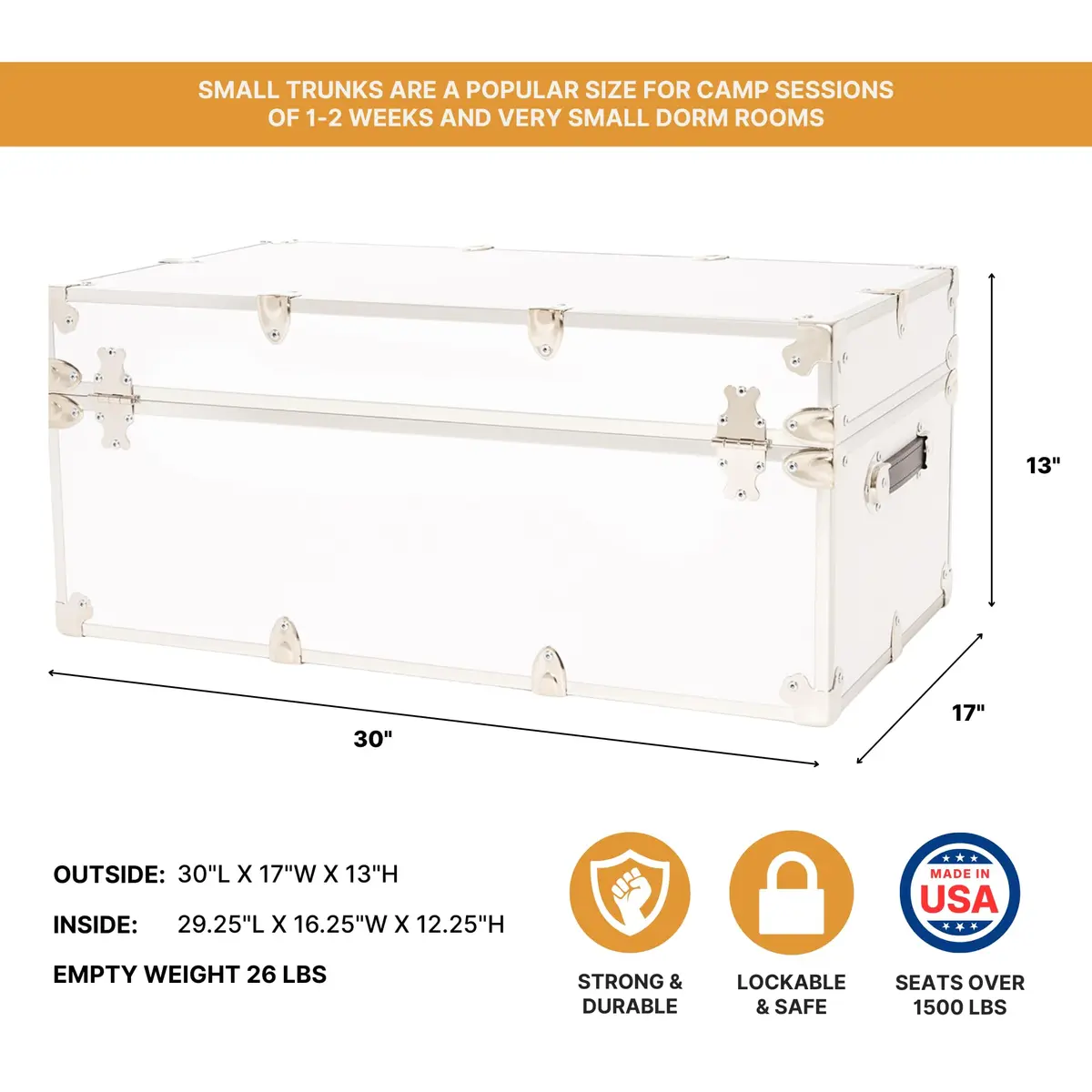 Rhino Trunk & Case Classic Camp & College Trunk with Wheels | Heavy-Duty Dorm Storage, 105 qt, USA Made - view 2