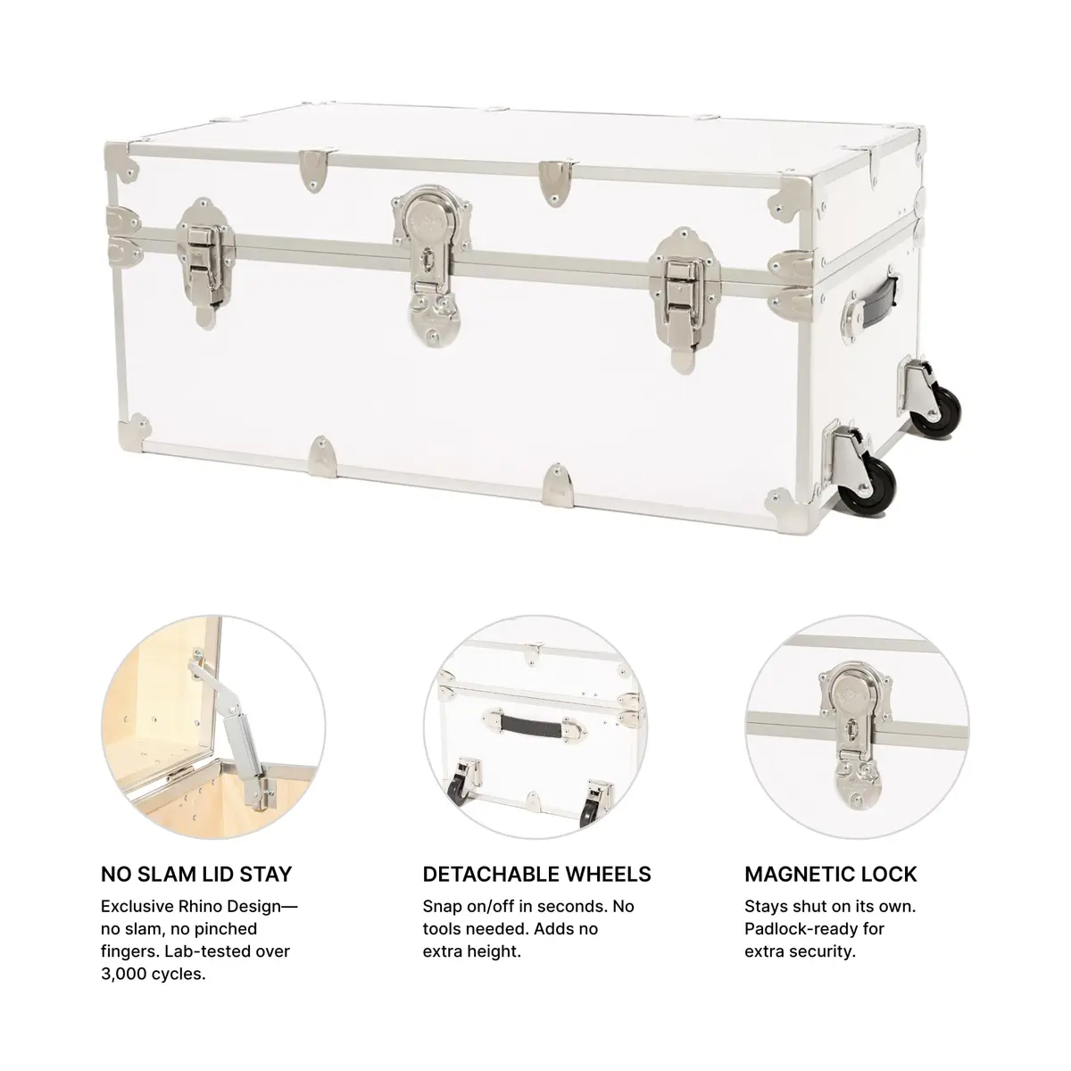Rhino Trunk & Case Classic Camp & College Trunk with Wheels | Heavy-Duty Dorm Storage, 105 qt, USA Made - view 4