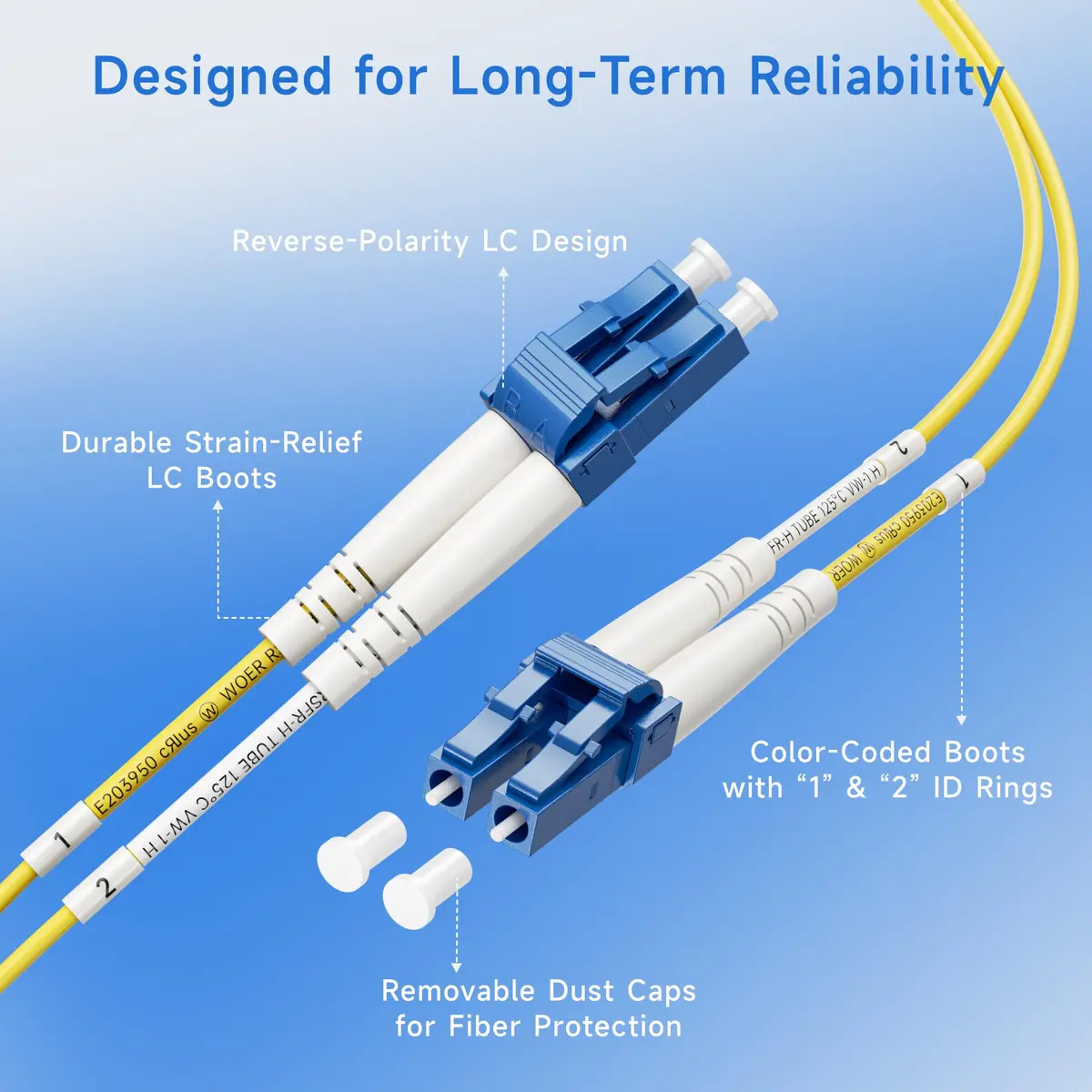 Cable Matters OS2 LC to LC Plenum Fiber Optic Cable 1m (3.3ft) | 10Gbps High Speed Single Mode Duplex - view 4