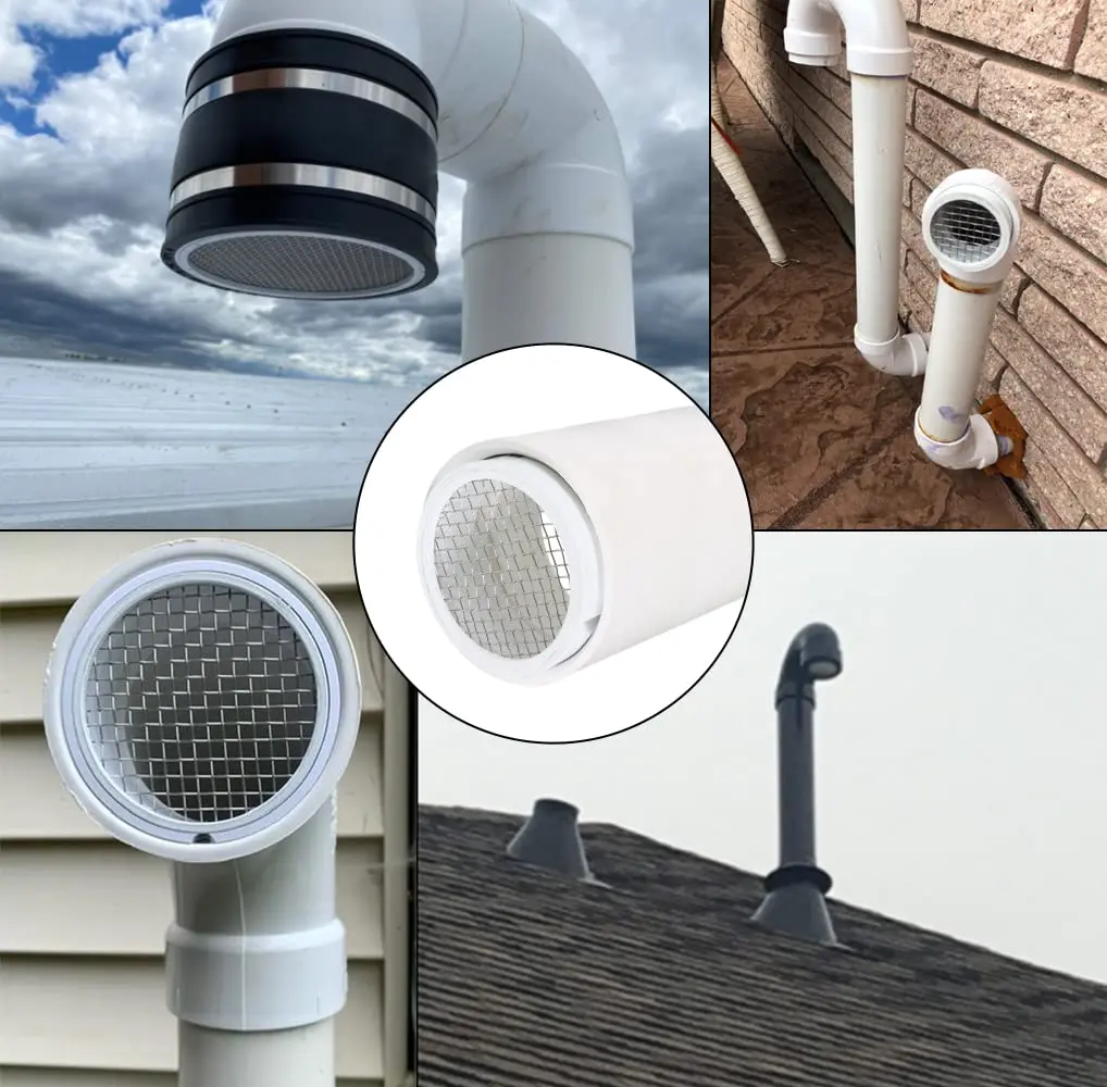 RAVEN 2" Inner x 2-3/8" Outer Diameter PVC Termination Cap Mesh Screen Vent Cover | Furnace & Roof Vent Cap - view 6