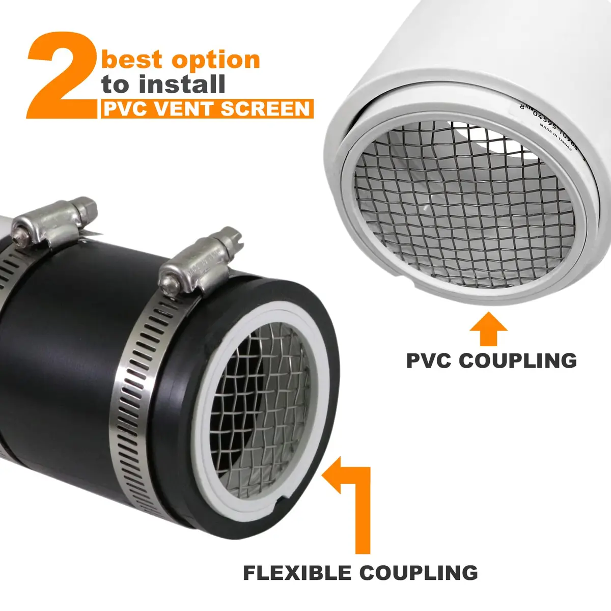 RAVEN 2" Inner x 2-3/8" Outer Diameter PVC Termination Cap Mesh Screen Vent Cover | Furnace & Roof Vent Cap - view 8