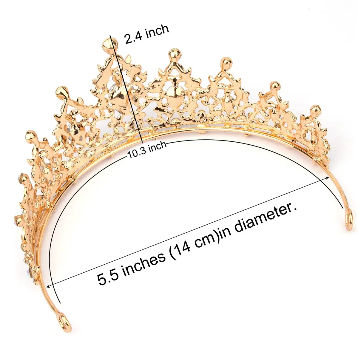 COCIDE Gold Tiara and Crown for Women Crystal Headband for Girl Champagne Rhinestone Hair Accessories for Prom Birthday Party Decorations | Elegant Bridal Headpiece with Crystals - view 6