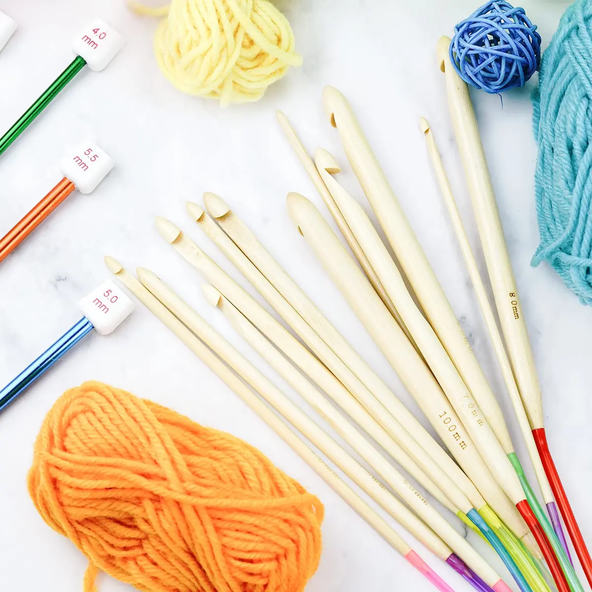 tiggell 23 Pieces Crochet Hooks Set with Bamboo Knitting Needles | 2mm-10mm Metric Sizes - view 6