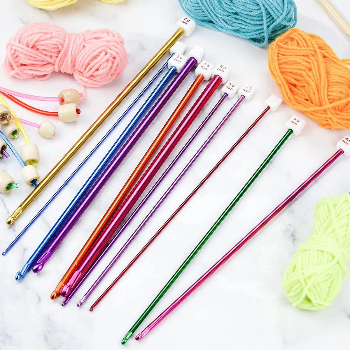 tiggell 23 Pieces Crochet Hooks Set with Bamboo Knitting Needles | 2mm-10mm Metric Sizes - view 7