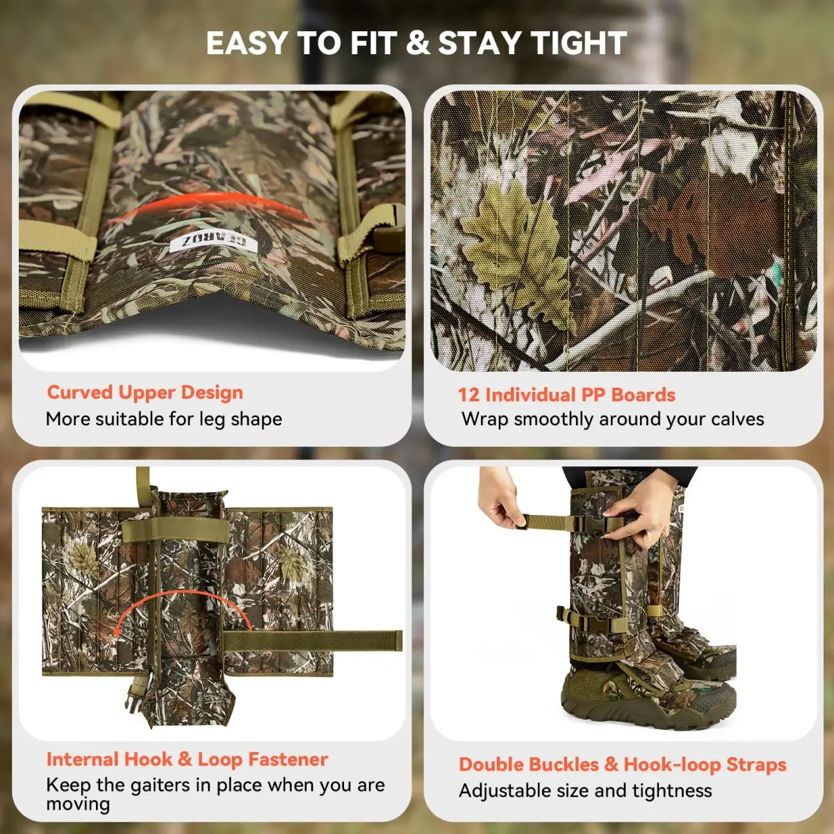 GearOZ Snake Gaiters Chaps, Durable Lower Legs Anti-Snake Bite Guards Camo | 16.9 × 9.8 × 3.1 inches (43 × 25 × 8 cm) - view 5