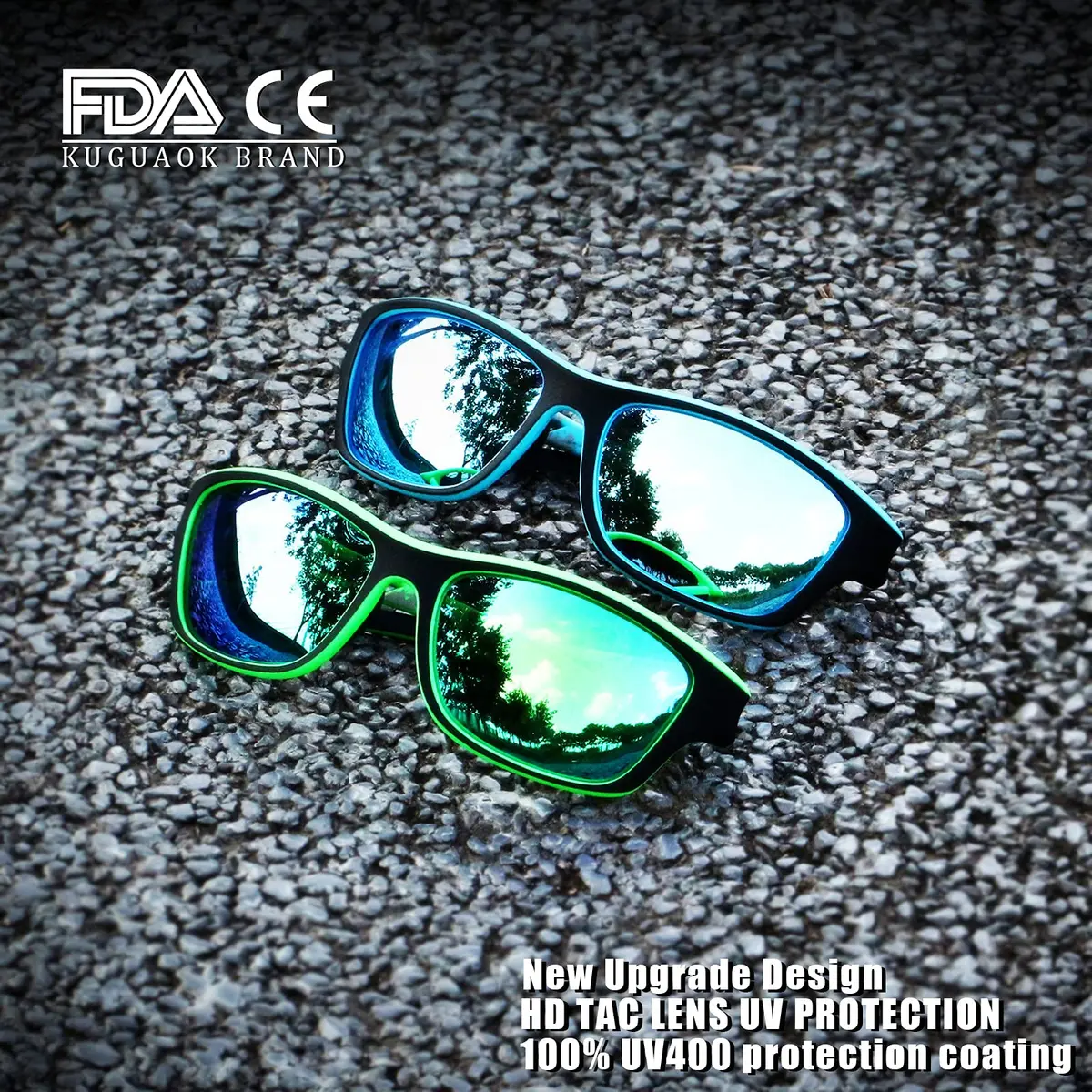 KUGUAOK 2 PACK Polarized Sports Sunglasses for Men Driving Cycling Fishing UV Protection (67mm Lens) - view 3