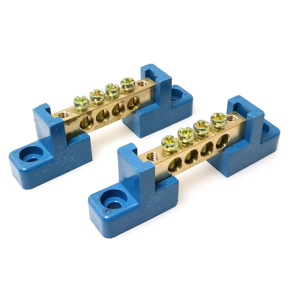 RLECS Terminal Bus Bar 2pcs 4-Position Brass Grounding Strip | Power Distribution - main product image