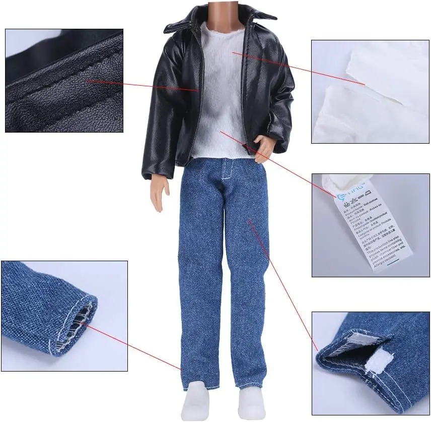 E-TING 10Set Doll Clothes & Shoes for 12-inch Boy Doll | Handmade, Safe & Colorful - view 3