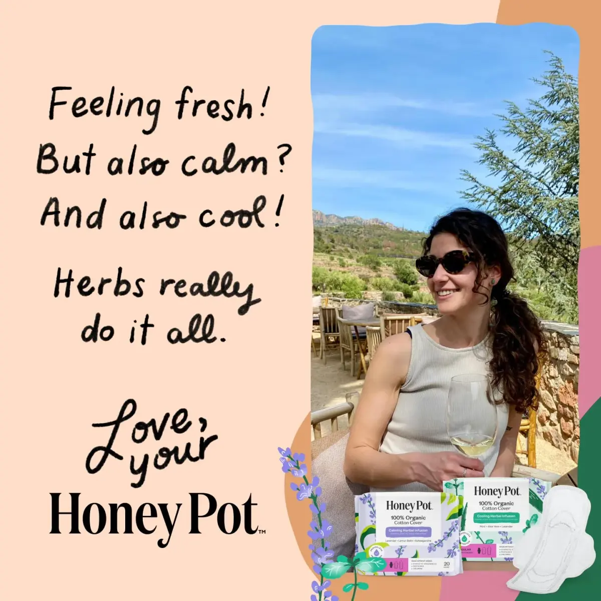 The Honey Pot Company Cooling Herbal Regular Pads 20 Count | Dermatologist Tested for Sensitive Skin - view 8