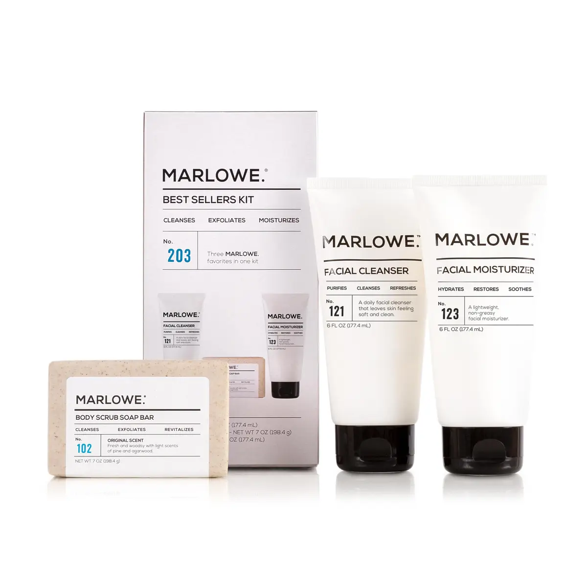 MARLOWE. Men's Skin Care Set, Best Sellers Kit, Soap, Cleanser, Moisturizer | Gentle Daily Grooming - main product image