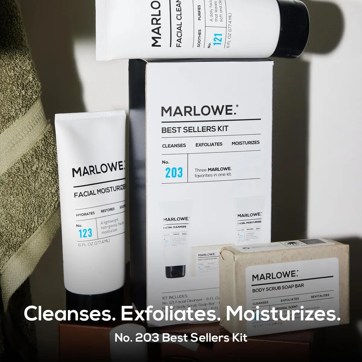 MARLOWE. Men's Skin Care Set, Best Sellers Kit, Soap, Cleanser, Moisturizer | Gentle Daily Grooming - view 2