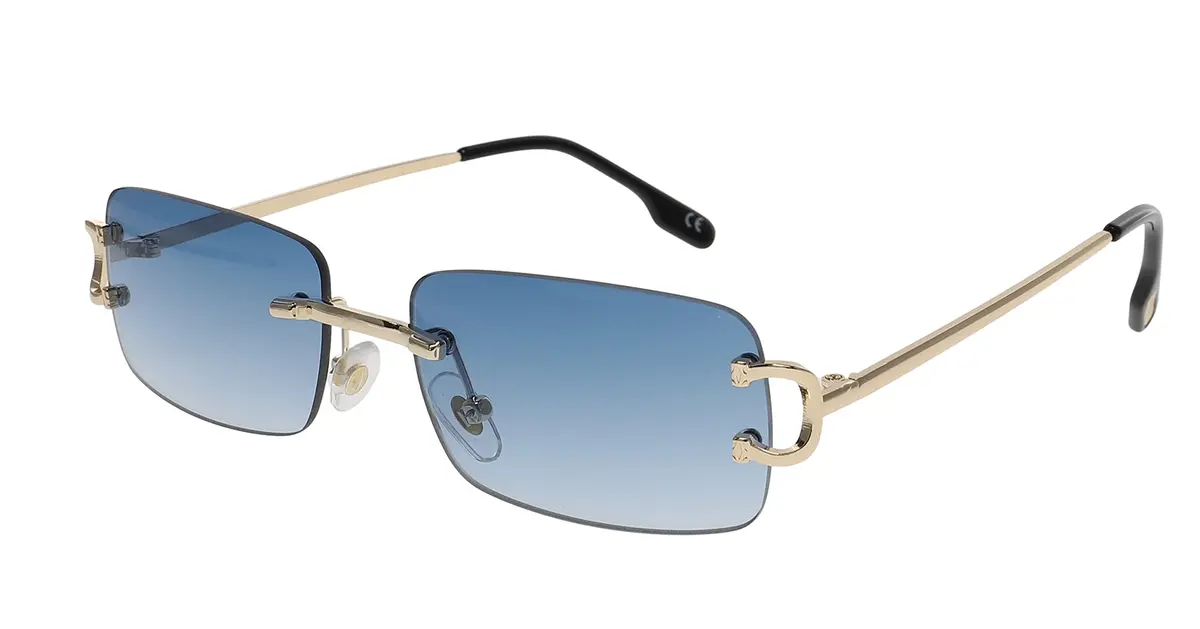 FLAWLESS EYEWEAR Classy Elegant Sophisticated Style Clear Lens Eyeglasses Gold Rimless Frame 55mm (Blue) - main product image