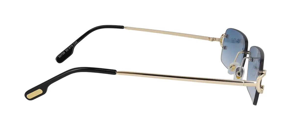 FLAWLESS EYEWEAR Classy Elegant Sophisticated Style Clear Lens Eyeglasses Gold Rimless Frame 55mm (Blue) - view 4