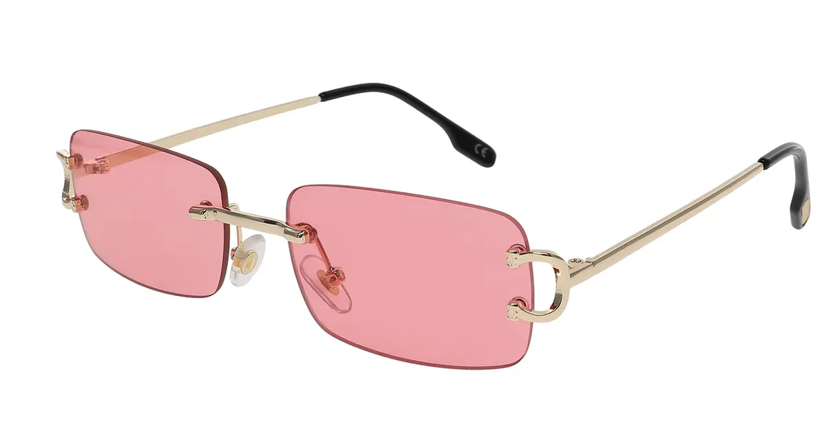 FLAWLESS EYEWEAR Classy Elegant Clear Lens Eyeglasses Gold Rimless Frame 55mm (Pink) - main product image
