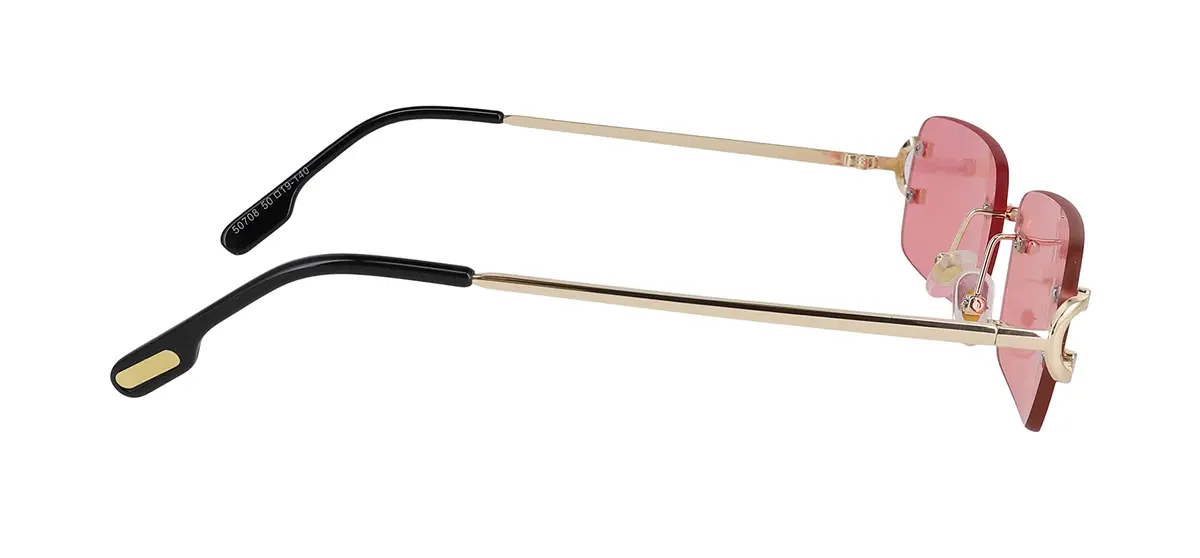 FLAWLESS EYEWEAR Classy Elegant Clear Lens Eyeglasses Gold Rimless Frame 55mm (Pink) - view 6