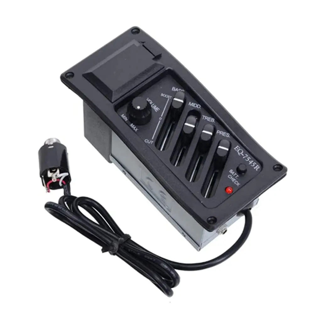 Jiayouy 4 Band EQ-7545R Guitar Pickup Preamp Amplifier with Tuner 10.5cm (4.1in) | For Acoustic Guitars - view 2