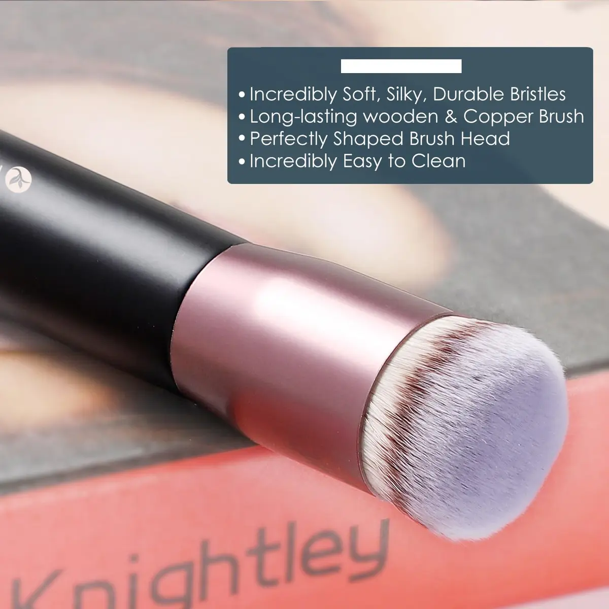 KINGMAS Round Foundation Brush, Premium Face Kabuki Makeup Brush with Synthetic Bristles, Black (1 Count) - view 3