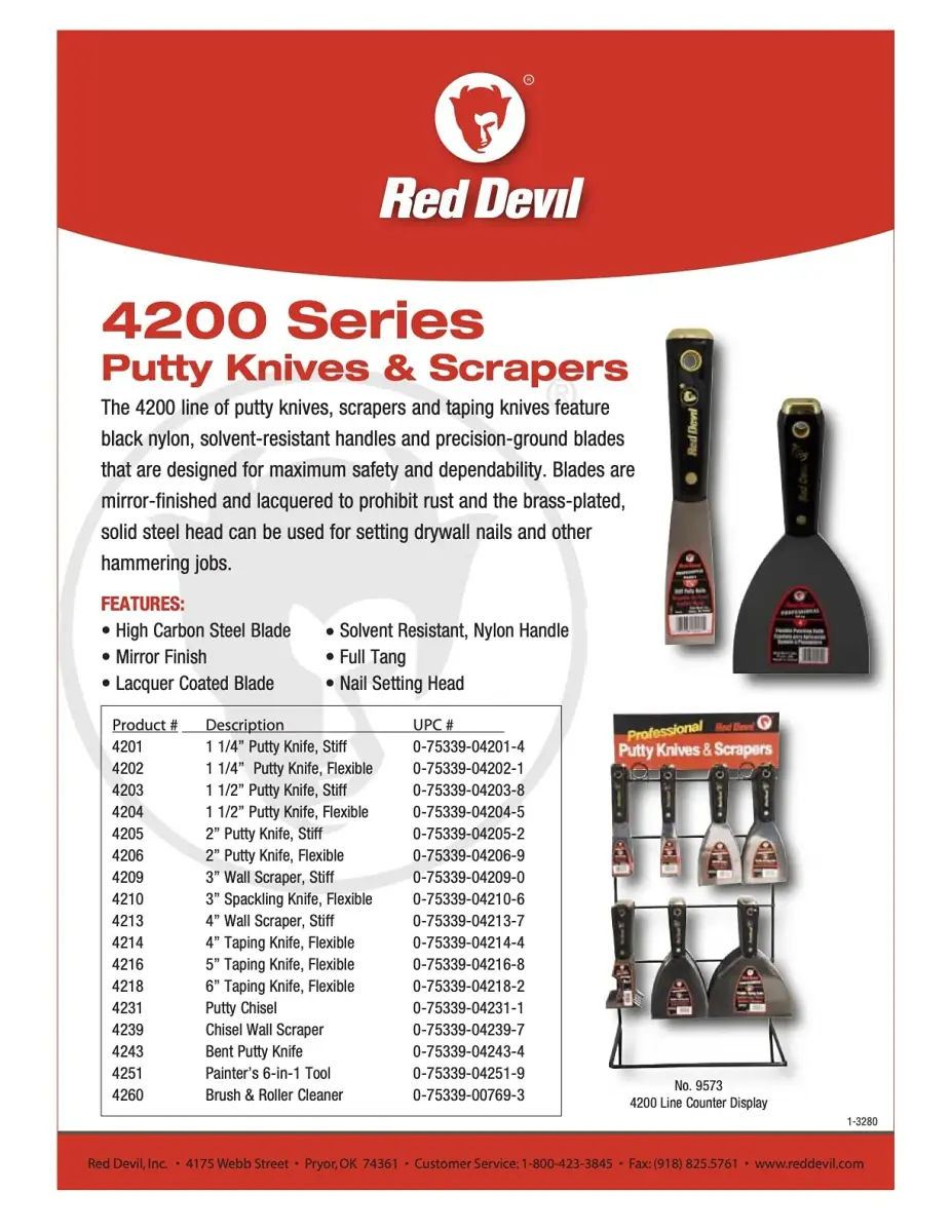 Red Devil 6-in-1 Painter's Tool - 0.73 kg (1.6 lb) Pack of 6 | Multi-Function Wall Scraper & Nail Setter - view 2
