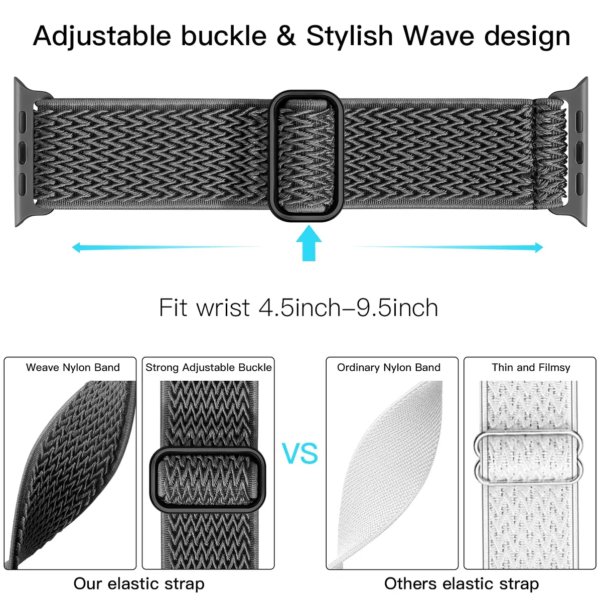 Lerobo Adjustable Nylon Solo Loop Band Compatible with Apple Watch 38mm-49mm | Breathable & Sweat-Resistant Sport Band - view 3