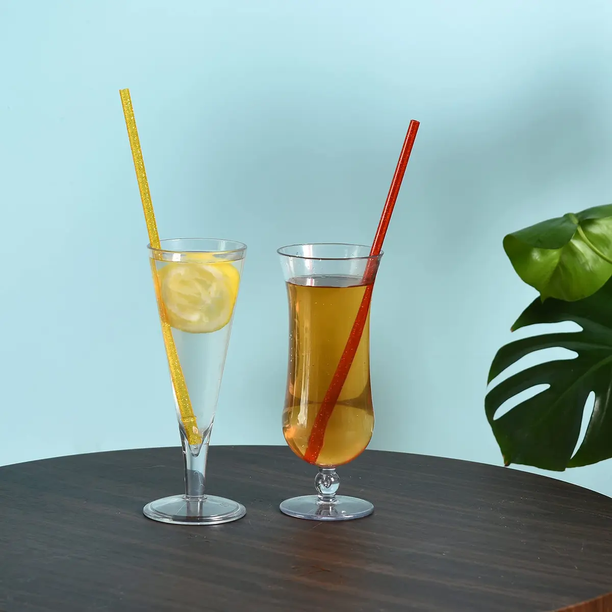 ALINK 12-Pack Glitter Plastic Tumbler Straws 28cm (11") | Reusable Hard Plastic Straws with Cleaning Brush - view 8
