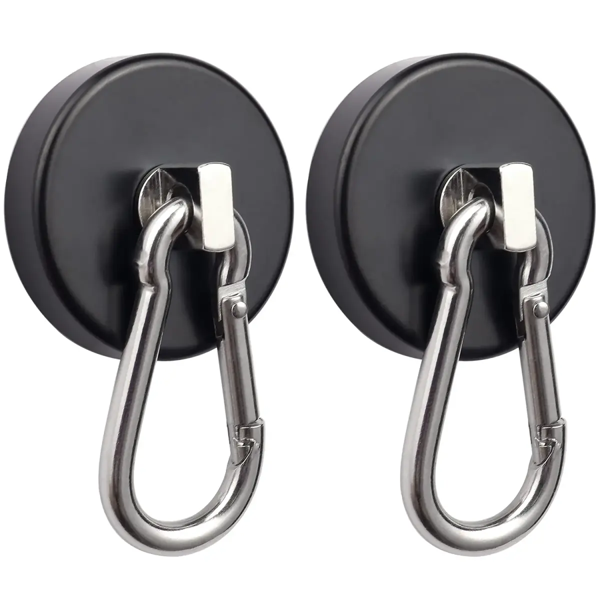 WELLZEER Heavy Duty Magnetic Hooks 170lbs Black 2-Pack | Swiveling Carabiner for Industrial Garages & Kitchens - view 2