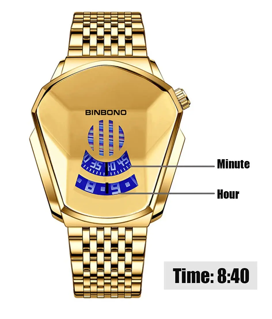 Gosasa Men's Quartz Wristwatch 43.5mm | Waterproof Stainless Steel Geometric Design - view 6