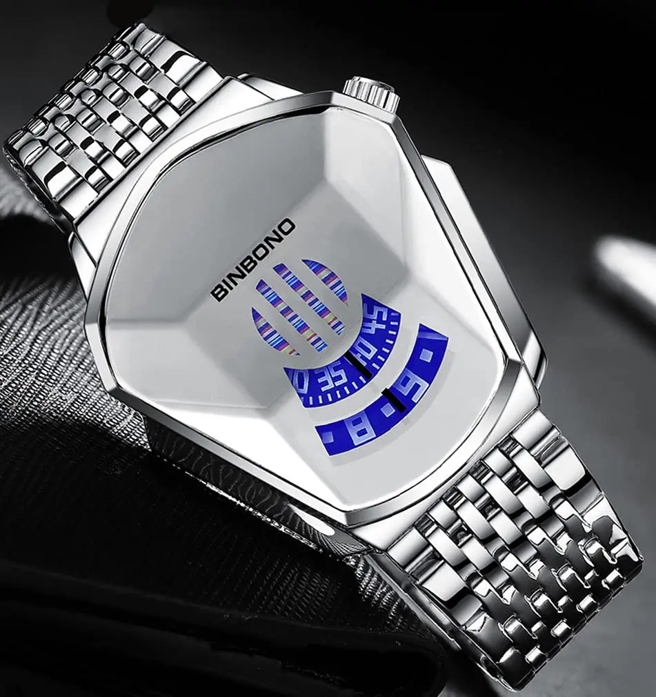 Gosasa Men's Quartz Wristwatch 43.5mm | Waterproof Stainless Steel Geometric Design - view 2