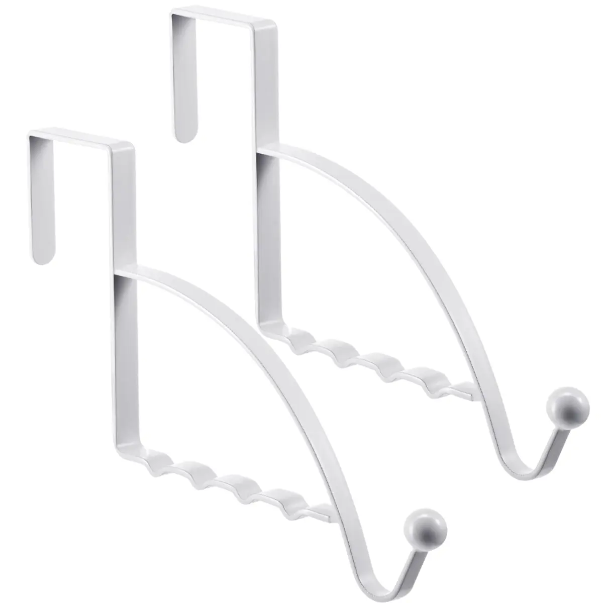 Hotop 2 Pcs Metal Over The Door Hooks | Heavy Duty Clothes Hanger, White, 6.6 x 1.5 x 4 Inches - main product image
