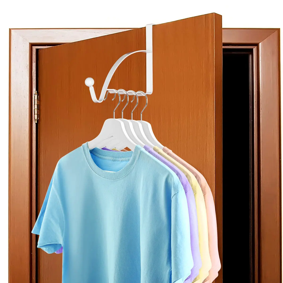 Hotop 2 Pcs Metal Over The Door Hooks | Heavy Duty Clothes Hanger, White, 6.6 x 1.5 x 4 Inches - view 5