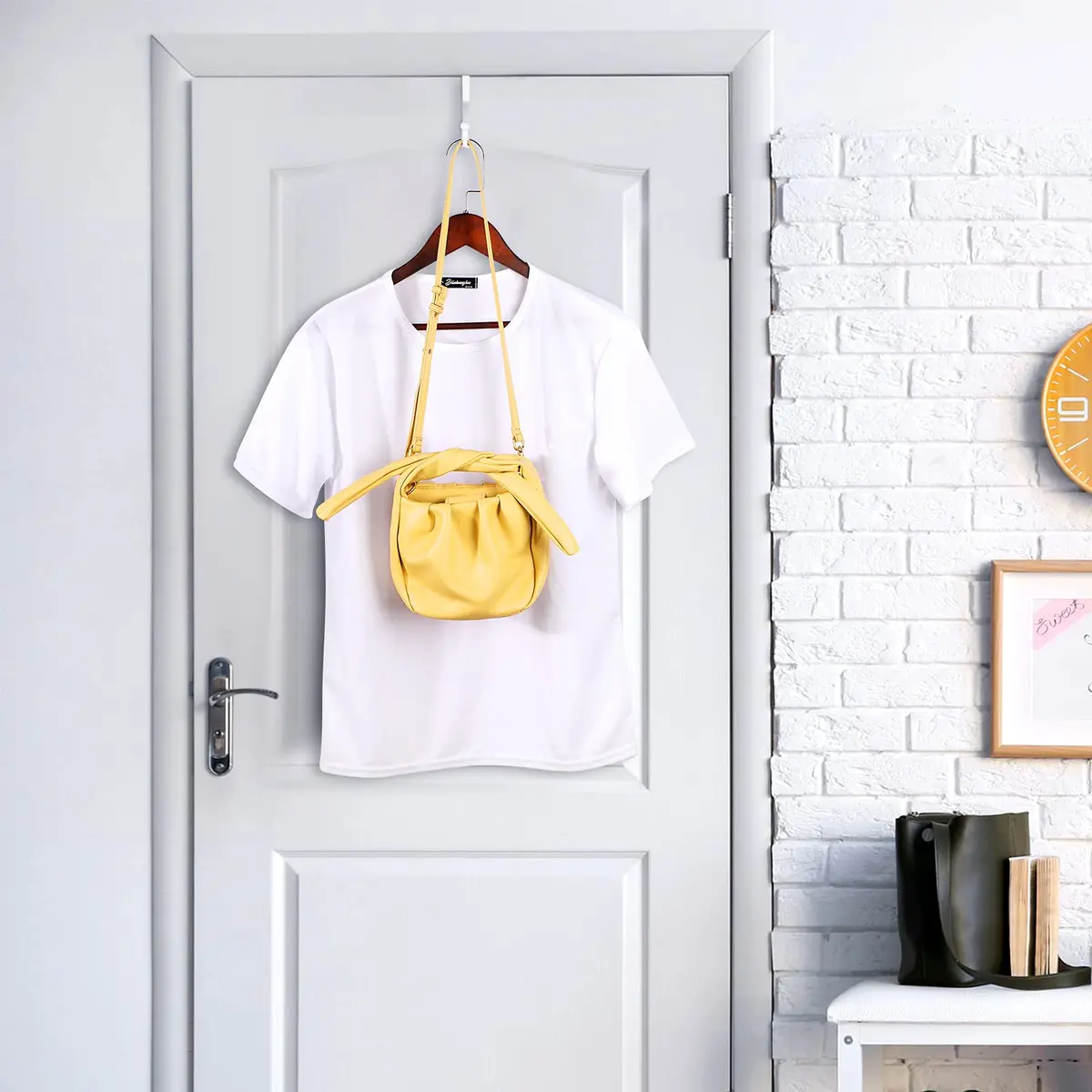 Hotop 2 Pcs Metal Over The Door Hooks | Heavy Duty Clothes Hanger, White, 6.6 x 1.5 x 4 Inches - view 4