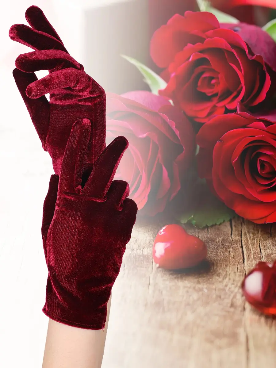 Geyoga 4 Pairs Women Short Velvet Gloves | Elegant Opera & Party Wear - view 5