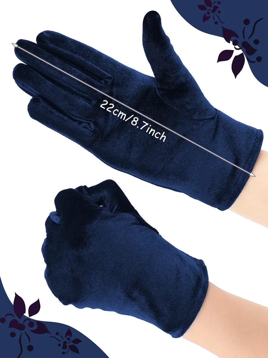 Geyoga 4 Pairs Women Short Velvet Gloves | Elegant Opera & Party Wear - view 3