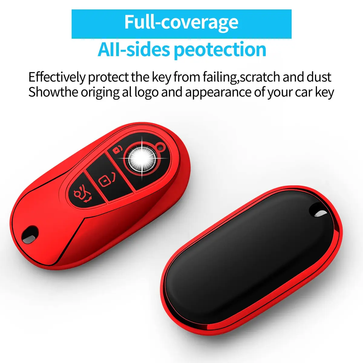 Tukellen for Mercedes Benz Key Fob Cover Red | Soft TPU Case Protector Compatible with 2021-2026 S-Class & More - view 2