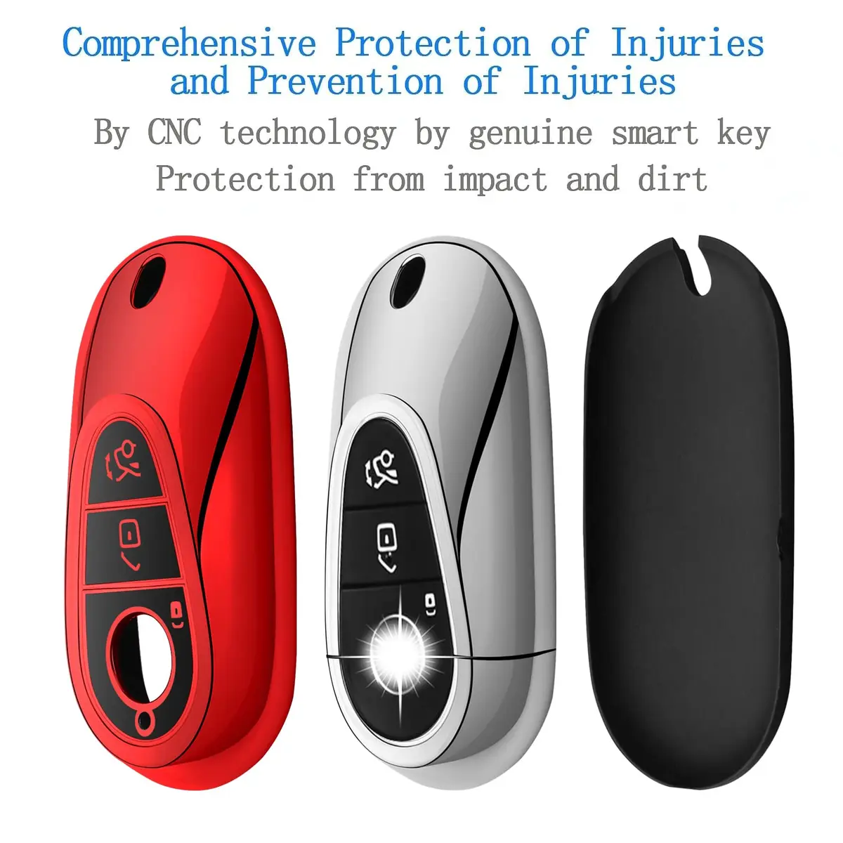 Tukellen for Mercedes Benz Key Fob Cover Red | Soft TPU Case Protector Compatible with 2021-2026 S-Class & More - view 3
