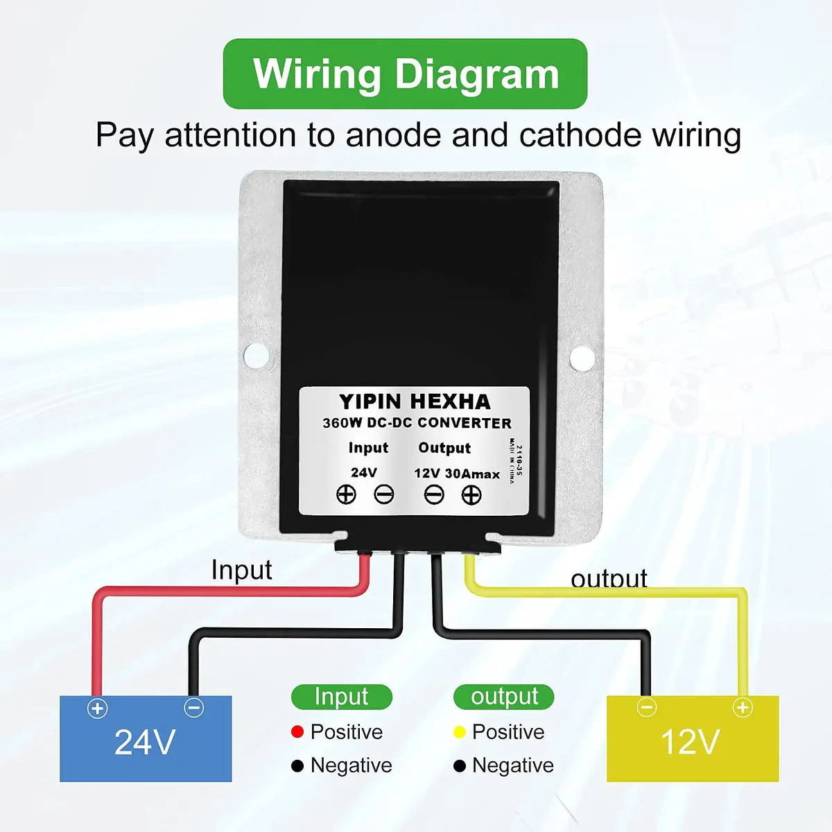 YIPIN HEXHA DC 24V to 12V 30A 360W Waterproof Power Converter | Industrial Grade Buck Regulator - view 6