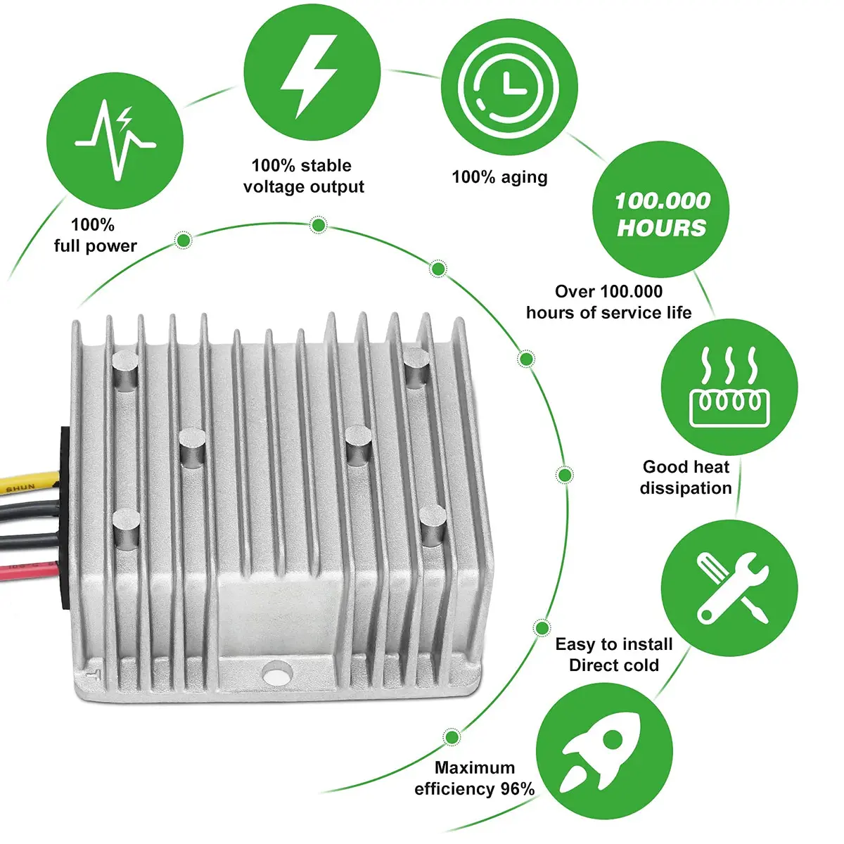 YIPIN HEXHA DC 24V to 12V 30A 360W Waterproof Power Converter | Industrial Grade Buck Regulator - view 3